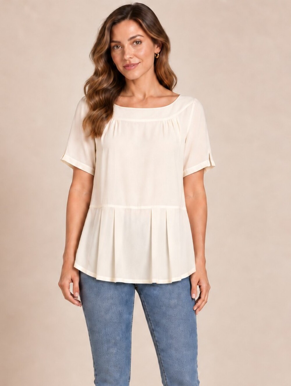 Vintage Coldwater Creek 100% Silk Pleated Tunic Blouse NWT Medium